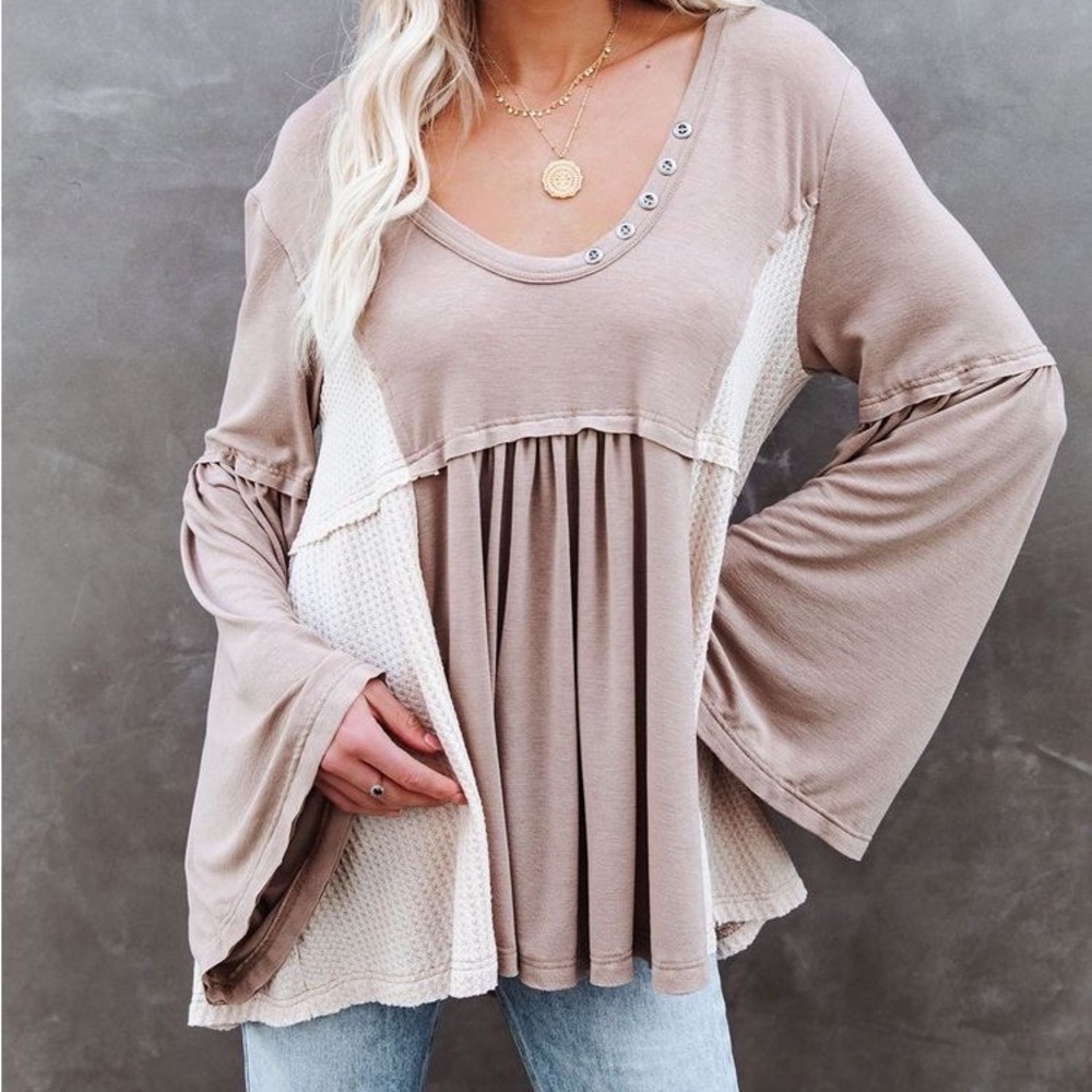 New Thermal Knit Babydoll Top